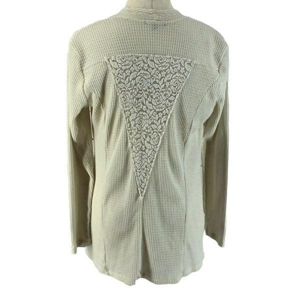 RXB‎ Women's Lace Cream Color Cross Over Drape Cardigan Small - Picture 3 of 6